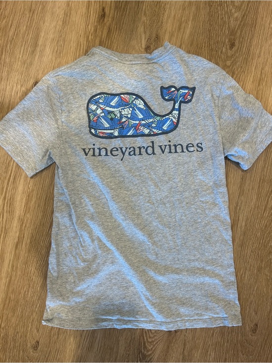 Vineyard Vines Other - Vineyard Vines Gray Tee with Multi-Color Patterned Whale